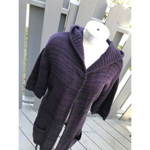 New York Company Ny & Co Sweater Purple M Knit Overcoat Cardigan 1/2 Sleeve